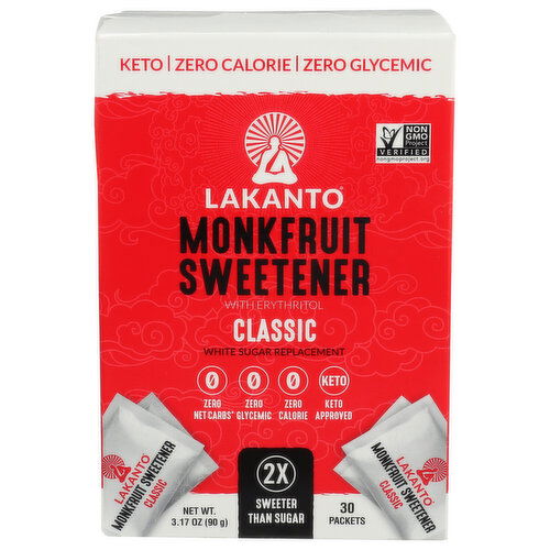 Lakanto Monkfruit Packets X 30 Sweetener Classic 90 X30 - 0.106 Ounce - 30 Count