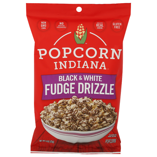 Popcorn Indiana Sweet, Cocoa Aroma Black & White Fudge Drizzle Pillow Bag Pi Drizzled - 6 Ounce Image 1 of 4