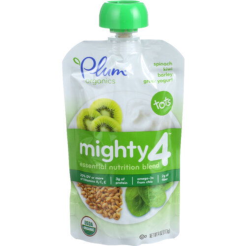 Plum Organics Spinach Kiwi Barley Greek Yogurt Tots - 4 Ounce