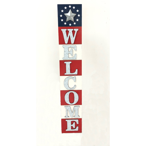 Summer Red White & Blue Welcome Porch Sign - 1 Each