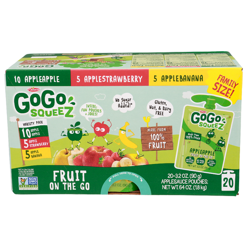 Gogo Squeez Apple Strawberry, Banana Variety Pack - 3.2 Ounce - 20 Count