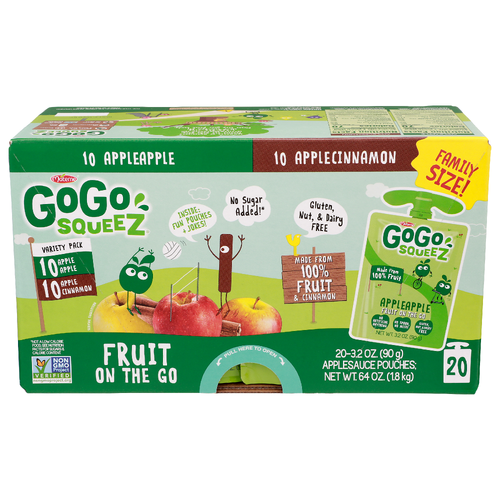 Gogo Squeez Apple Cinnamon Variety Pack - 3.2 Ounce - 20 Count