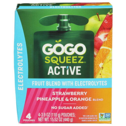 Gogo Squeez Active Electrolyes Strawberry Pineapple Orange - 3.9 Ounce - 4 Count