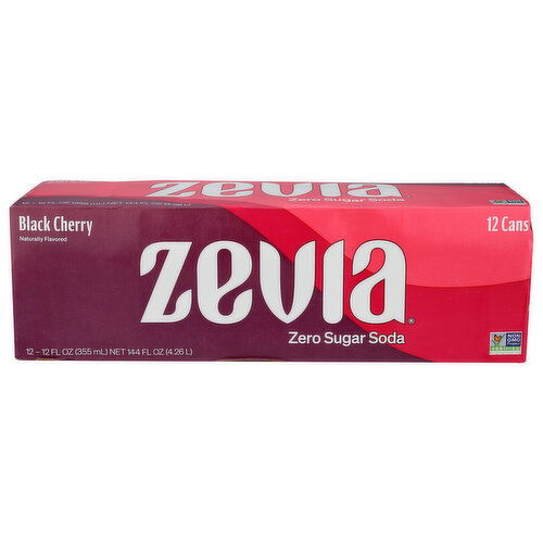 ZEVIA Zero Sugar Black Cherry Soda - 12 Fluid Ounce - 12 Count