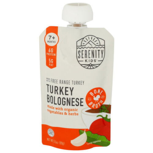 Serenity Kids Turkey Bolognese Puree Baby Food Pouch Toddler Bone Broth - 3.5 Ounce Image 1 of 4