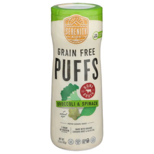 Serenity Kids Broccoli Puff Puffs, Bone Broth And Spinach Grain Free - 1.5 Ounce