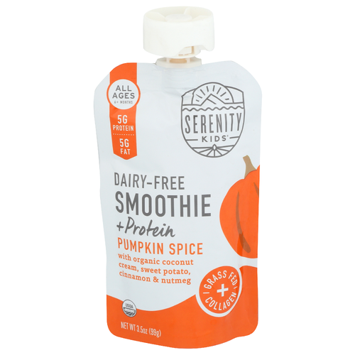 SERENITY KIDS Pumpkin Puree Pouch, Spice With Organic Coconut Cream, Sweet Potato, Cinnamon And Nutmeg - 3.5 Ounce
