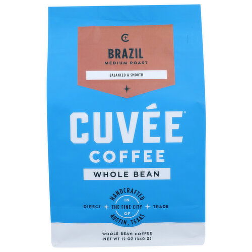 Cuvee Coffee Brazil Whole Bean - 12 Ounce