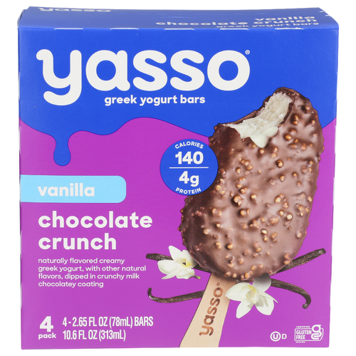 Yasso Vanilla Chocolate Crunch Bars Yogurt, Pack Frozen Greek - 2.65 Fluid Ounce - 4 Count