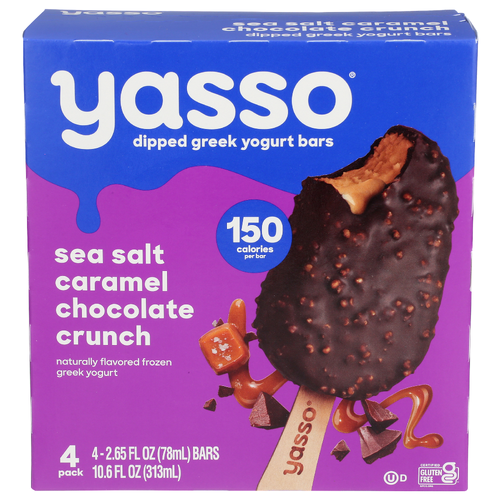 Yasso Sea Salt Caramel Chocolate Crunch Bars Yogurt, Pack Frozen Greek Salted - 2.65 Fluid Ounce - 4 Count