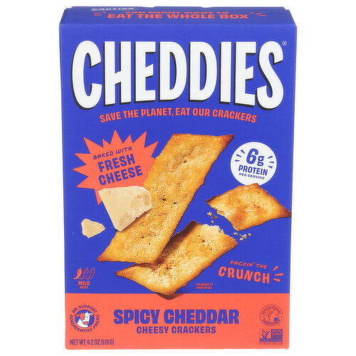 Cheddies Spicy Cheddar High Protein Cheese Crackers - 4.2 Ounce