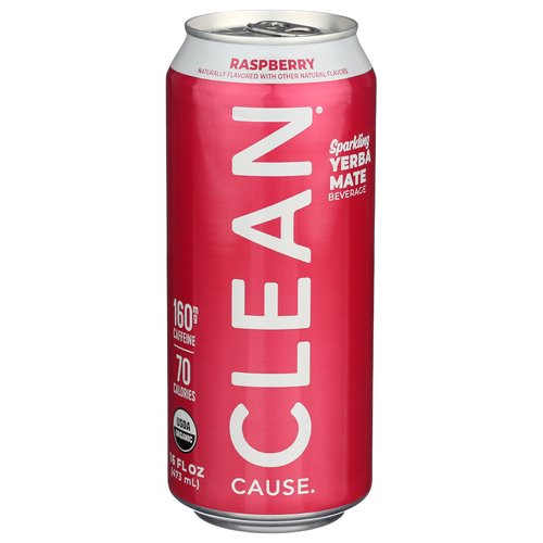 CLEAN CAUSE Raspberry Sparkling Yerba Mate - 16 Fluid Ounce