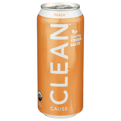 Clean Cause Peach Sparkling Yerba Mate - 16 Fluid Ounce