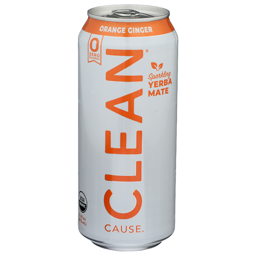 Clean Cause Orange Ginger Sparkling Yerba Mate - 16 Fluid Ounce