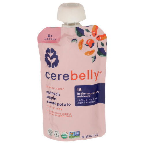 CEREBELLY Spinach Apple Sweet Potato Organic Baby Puree - 4 Ounce