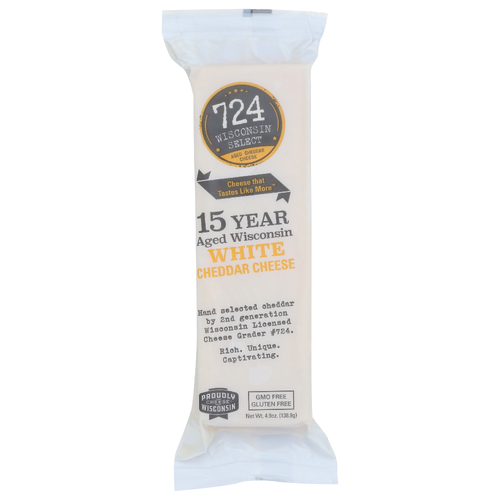 724 Wisconsin Select Cheese Cheddar White 15 Year - 4.9 Ounce