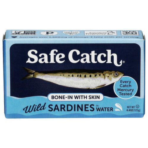 Safe Catch Wild Sardines In Water, Bone-In With Skin - 4.4 Ounce
