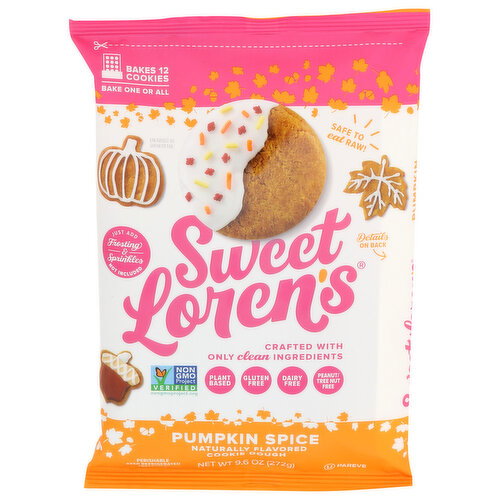 Sweet LOREN's Pumpkin Spice Ready To Bake Place & Bake Cookie Dough - 9.6 Ounce