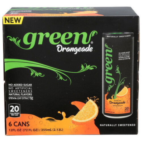 Green Orangeade With Real Fruit Juice, Naturally Sweetened, No Extra Sugar, Preservatives, Artificial Sweeteners - 12 Fluid Ounce - 6 Count