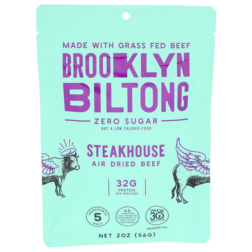 Brooklyn Biltong Grassfed Meat Snacks Steakhouse Thin Sliced Air-Dried Beef Jerky - 2 Ounce