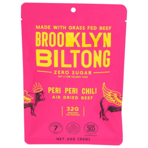 Brooklyn Biltong Grassfed Meat Snacks Peri Chili Thin Sliced Air-Dried Beef Jerky - 2 Ounce