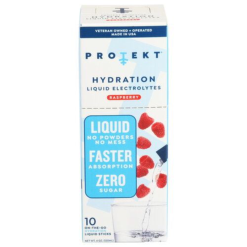 PROTEKT Raspberry Liquid Electrolyte Hydration Packet - 0.4 Ounce - 10 Count