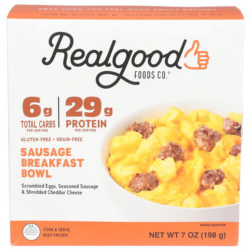 REAL GOOD FOODS CO. Bowl Brkfst Sausage Egg & Chse - 7 Ounce