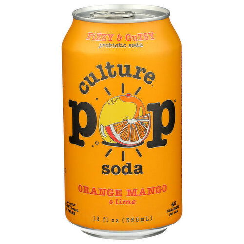 Culture Pop Soda Ripe Mango And Orange Sparkling Probiotic - 12 Fluid Ounce
