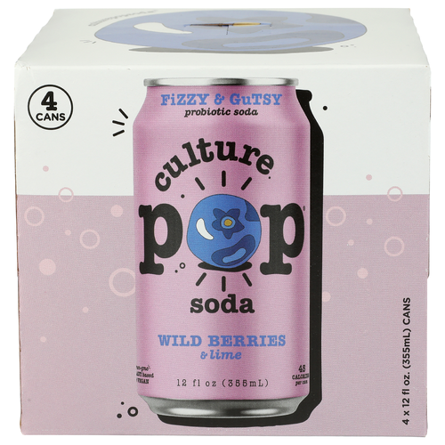 Culture Pop Soda Probiotic Wild Berries - 12 Fluid Ounce - 4 Count