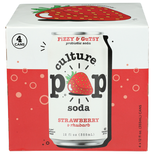 Culture Pop Soda Prob Strwb Rbrb 4PK - 12 Fluid Ounce - 4 Count