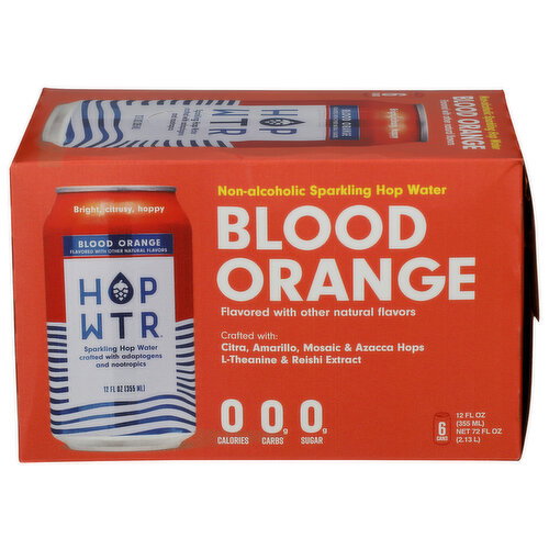 HOP WTR Blood Orange Sparkling Water - 12 Fluid Ounce - 6 Count