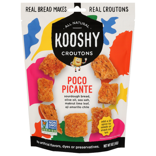 Kooshy Chili Powder And Lime Poco Picante Homestyle Cut Croutons - 5 Ounce