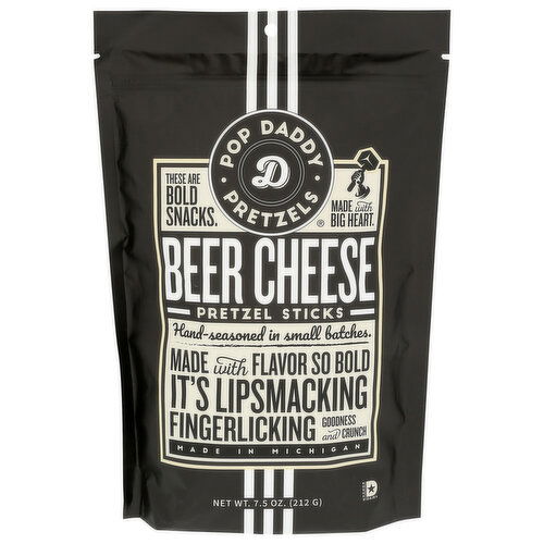Pop Daddy Cheese Beer Pretzels Seasoned - 7.5 Ounce