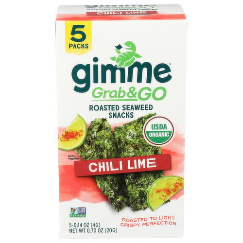 gimme Grab & Go Organic Chili Lime Roasted Seaweed Snacks - 0.14 Ounce - 5 Count