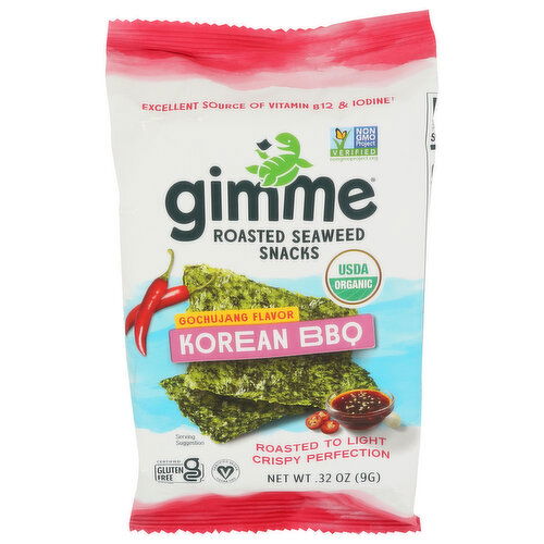 Gimme Organic Seaweed Snack Korean BBQ - 0.32 Ounce Image 1 of 4