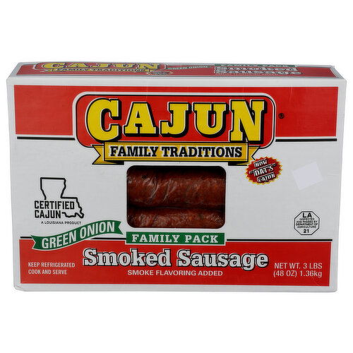 CAJUN FAMILY TRADITIONS Pack Green Onion Smoked Sausage - 3 Pound