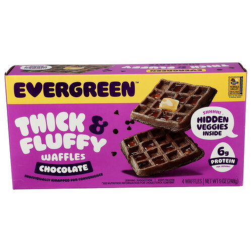 Evergreen Chocolate Thick & Fluffy Waffles - 2.25 Ounce - 4 Count Image 1 of 4