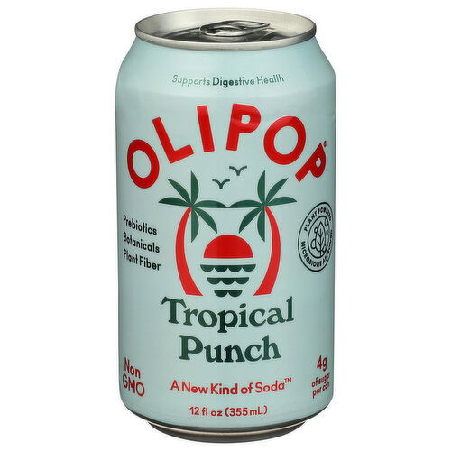 OLIPOP Prebiotic Tropical Punch Soda Pop - 12 Fluid Ounce Image 1 of 4