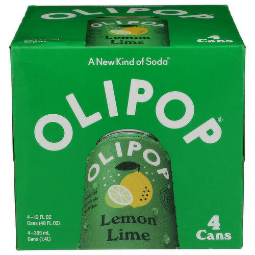 Olipop Prebiotic Soda, Lemon Lime, 4PK - 12 Fluid Ounce - 4 Count