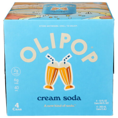 OLIPOP Prebiotic Cream Soda Soda Pop - 12 Fluid Ounce - 4 Count
