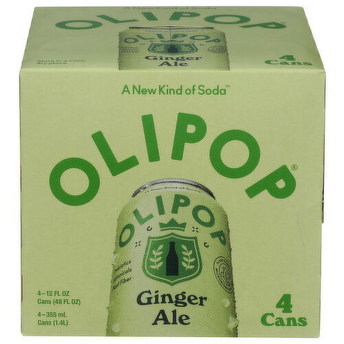 Olipop Prebiotic Soda, Ginger Ale, 4PK - 12 Fluid Ounce - 4 Count
