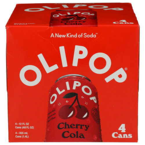 OLIPOP  Prebiotic Cherry Cola Soda Pop - 12 Fluid Ounce - 4 Count