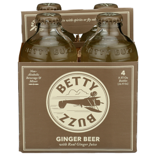 BETTY BUZZ Ginger Beer - 9 Fluid Ounce - 4 Count