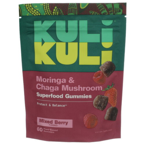 Kuli Kuli Berry Gummy Moringa + Chaga Supergummies - 60 Count Image 1 of 2