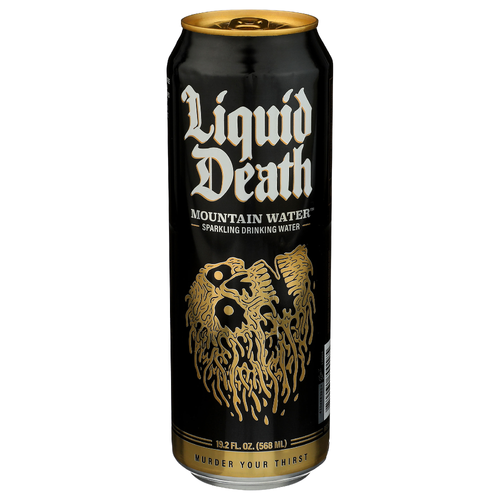 LIQUID DEATH Sparkling Mountain Water Carbonated Artesian - 19.2 Fluid Ounce