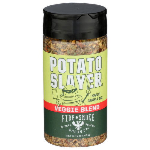 FIRE & SMOKE Society Garlic, Onion, Smoked Paprika, Dill And Our Signature Blend Of HERBS. A Tangy, Spud-Specific Seasoning That Can Be Used In Cooking Hello, Roasted Potatoes! , Or As Garnish To Make Baked Potato Dreams Come True Dry Slayer Medium - 5 Ounce