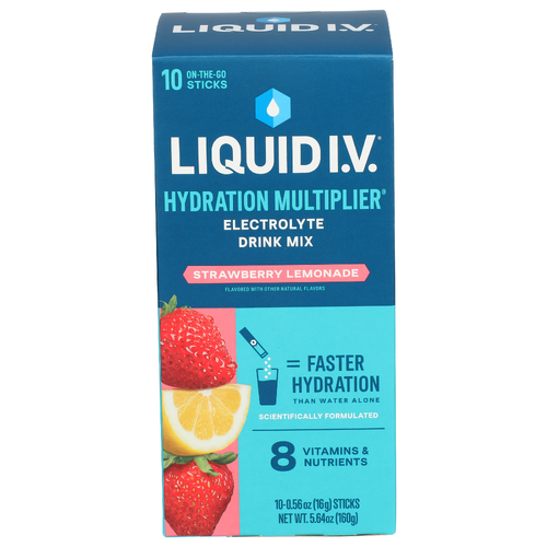 Liquid I.V. Sugar Free Strawberry Lemonade Electrolyte Drink Mix - 0.564 Ounce - 10 Count Image 1 of 2