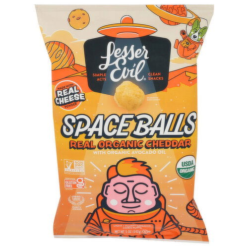 Lesserevil Real Cheese Puff Space Balls - 5 Ounce
