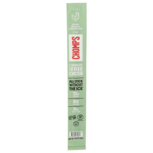 Chomps Sage, Savory Breakfast Sausage Smoked Ready To Eat Chicken Meat Sticks - 1.15 Ounce