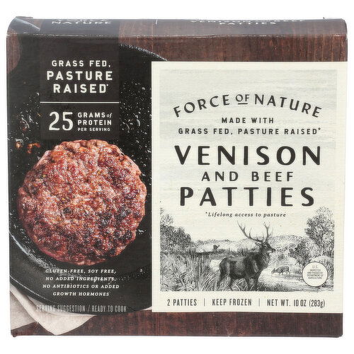 FORCE OF NATURE Patties Venison Beef Burgr - 5 Ounce - 2 Count